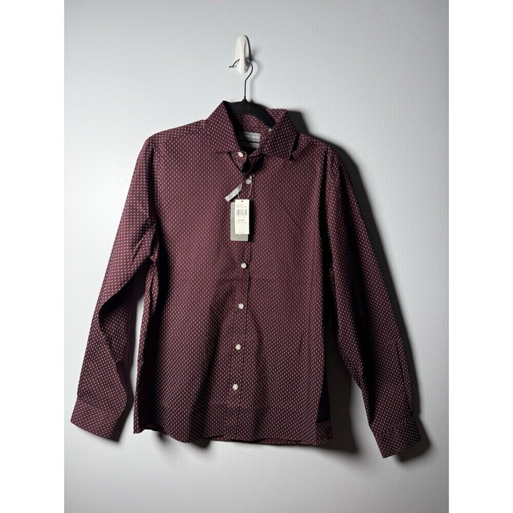 Michael Kors Burgandy Men’s Slim Fit LS Button Down Shirt 15 1/2 34/35 NEW